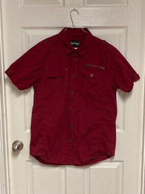 Men's casual button down shirt by Rebel & Soul red sze Large